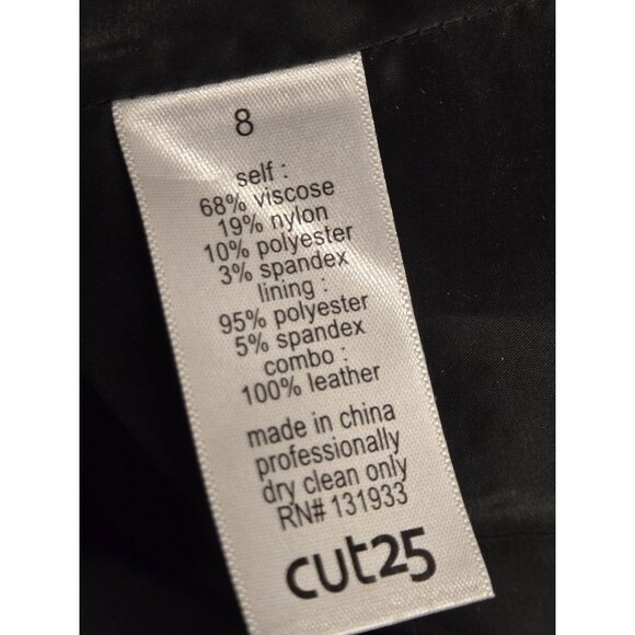 Yigal Azrouel Cut 25 Size 8 Black Sleeveless Leather Trim Sheath Cocktail Dress - Picture 8 of 8